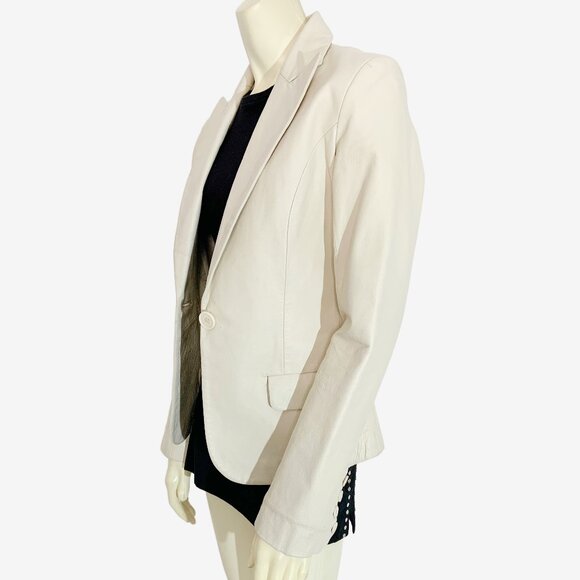 Vintage Y2K Bone White Leather Jacket by Le Chateau / size XXS - Picture 9 of 12